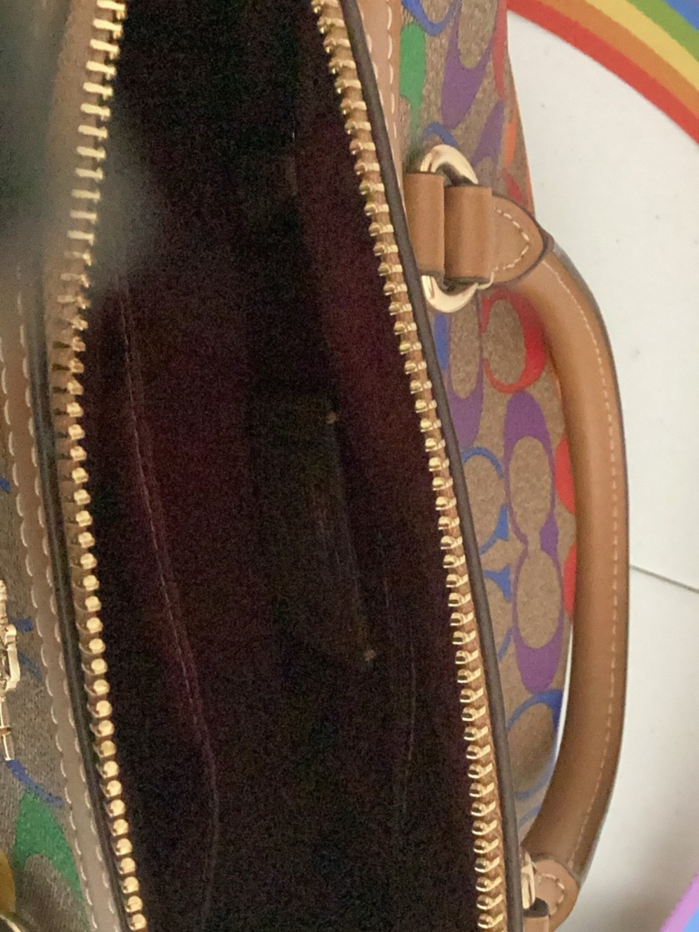 Coach Rainbow Signature Canvas Rowan Satchel Handbag New Without tags - Picture 7 of 11